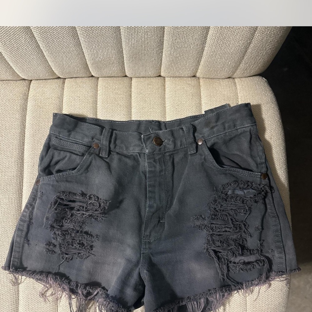 Wrangler Gray Jean Shorts Distressed Vintage Style
